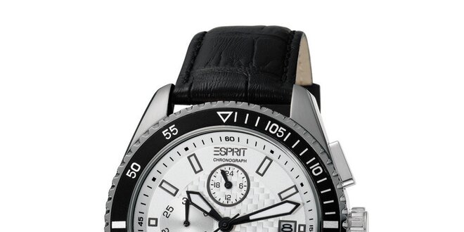 Pánské hodinky s ocelovým pouzdrem a černým páskem Esprit