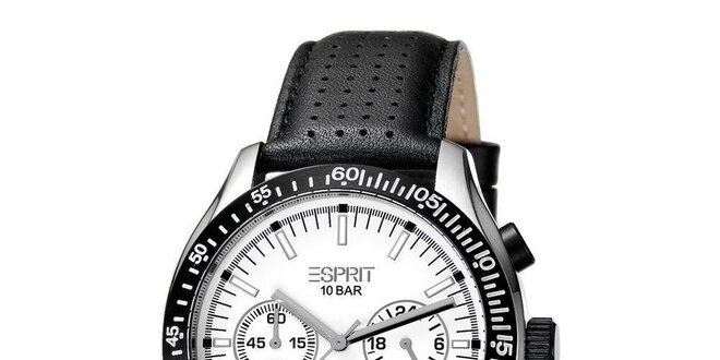 Pánské analogové hodinky z nerezové oceli s černým páskem Esprit