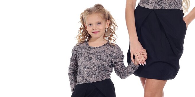 Dívčí fialovo-černé vzorované šaty Berry Couture