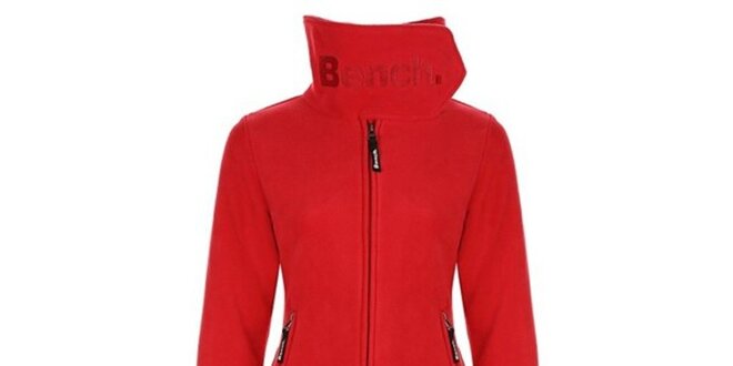 Dámský červený fleecový kabát s límcem Bench