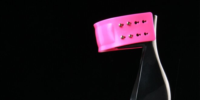 Dámské černo-růžové sandálky na podpatku Melissa NO. 1 + Pedro Lourenco