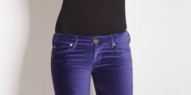 Dámské fialové sametové kalhoty Phard