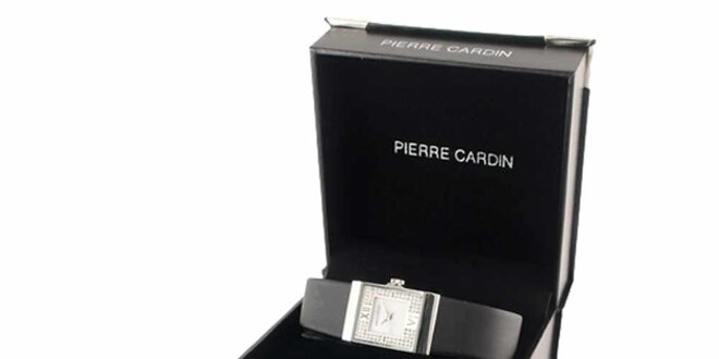 Dámská sada hodinek s černým páskem, náhrdelníku a dvou párů náušnic Pierre Cardin