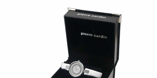 Dámská sada bílých hodinek, řetízku s přívěskem a dvou párů náušnic Pierre Cardin