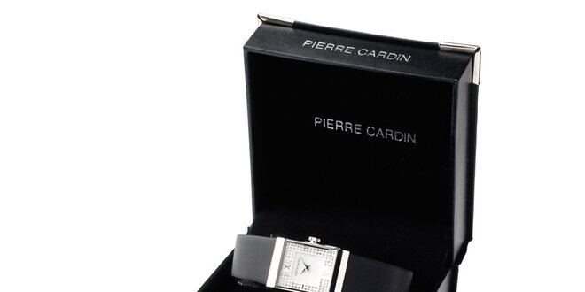 Dámská sada hodinek s černým řemínkem, náhrdelníku a dvou párů náušnic Pierre Cardin