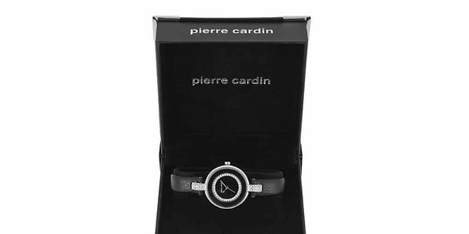 Dámská sada stříbrno-černých hodinek, náhrdelníku a dvou párů náušnic Pierre Cardin