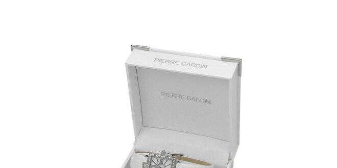 Dámská sada hranatých hodinek, náhrdelníku a náušnic Pierre Cardin