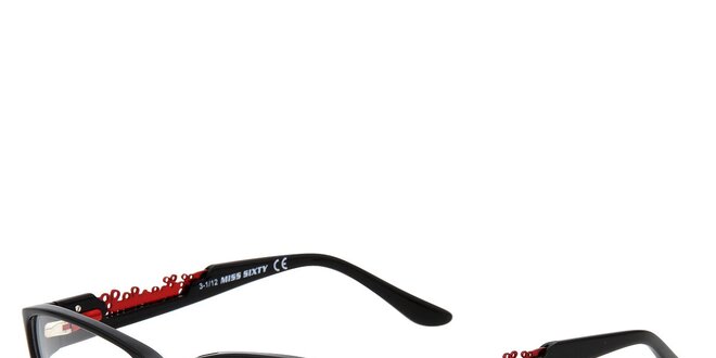 Dámské černé hranaté brýle s výraznými stranicemi Miss Sixty