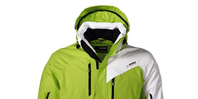 Pánská zelená lyžařská bunda s bílým rukávem Maier