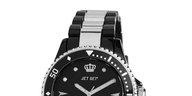 Analogové hodinky s černým ciferníkem Jet Set