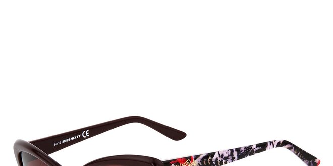 Dámské hnědé kočičí sluneční brýle Miss Sixty s barevnými stranicemi