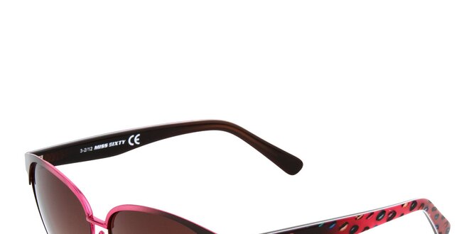 Dámské růžovo-černé sluneční brýle Miss Sixty s barevnými stranicemi