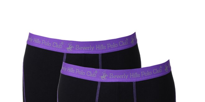 Set dvou pánských černo-fialových boxerek Beverly Hills Polo Club