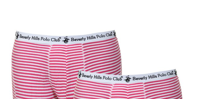Set dvou pánských červeno-bílých pruhovaných boxerek Beverly Hills Polo Club