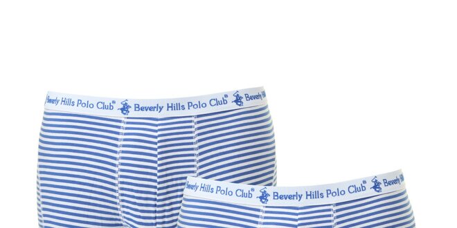Set dvou pánských modro-bílých pruhovaných boxerek Beverly Hills Polo Club
