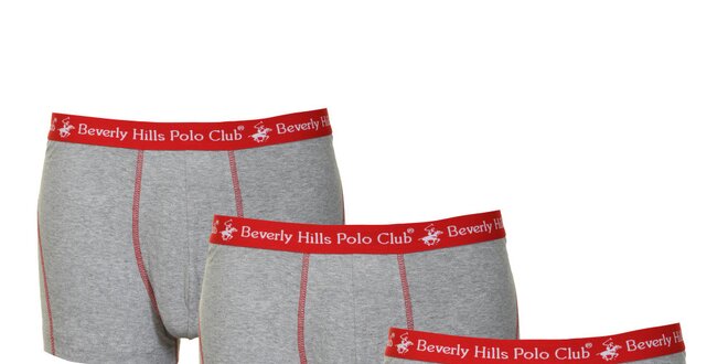 Set tří pánských šedých boxerek Beverly Hills Polo Club