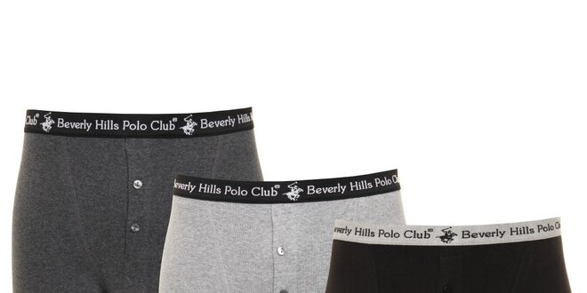 Set černých, tmavě šedých a světle šedých pánských boxerek Beverly Hills Polo Club