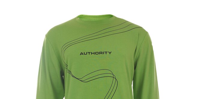 Pánské zelené tričko s potiskem a dlouhým rukávem Authority