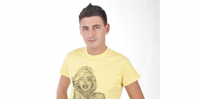 Pánské světle žluté tričko De Puta Madre 69 s Marilyn