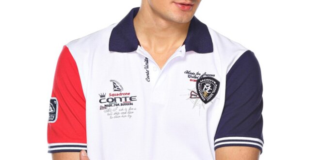 Pánské červenomodrobílé polo tričko M. Conte