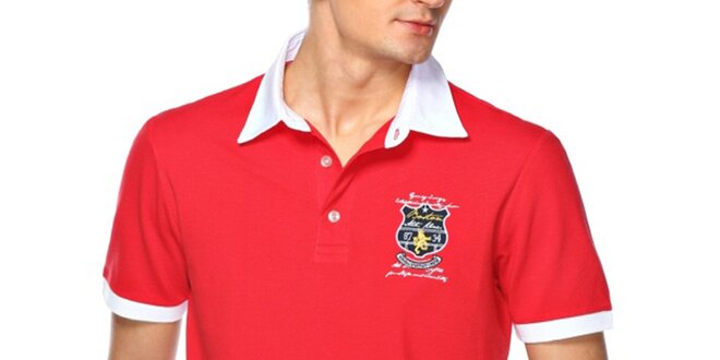 Pánské červené polo triko s bílým límečkem M. Conte
