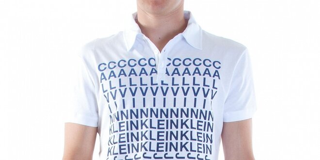 Pánské bílé polo Calvin Klein s modrým potiskem