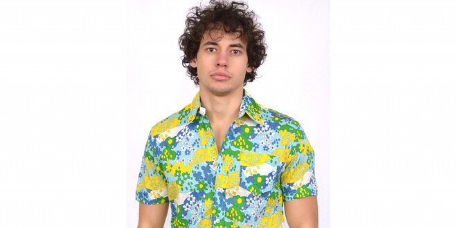 Pánská modro-žluto-zelená havajská košile Energie