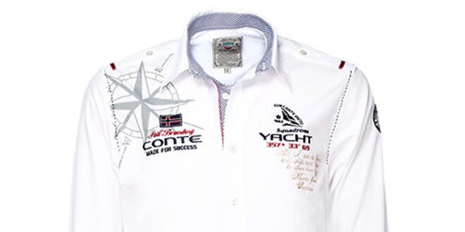 Pánská bílá košile s jachtařskými motivy M. Conte