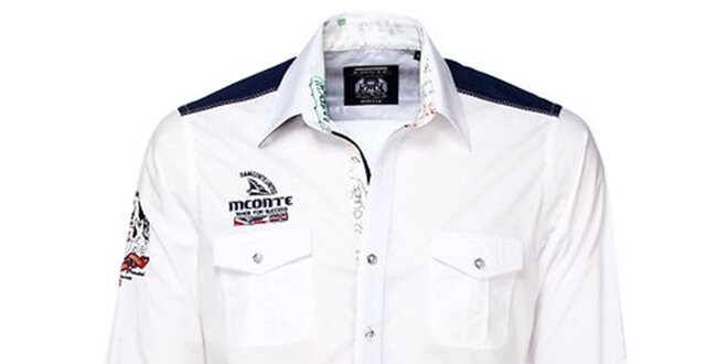 Pánská bílá košile s barevnými detaily M. Conte