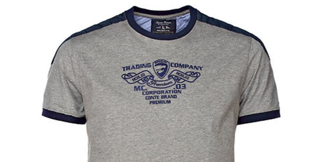 Pánské šedé tričko s kontrastními lemy M. Conte