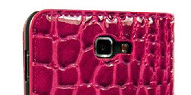 Luxusní růžové pouzdro na Samsung Galaxy Note i9220 v efektu krokodýlí kůže