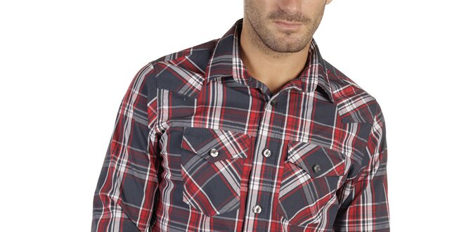 Pánská kostkovaná košile s červenými proužky New Caro