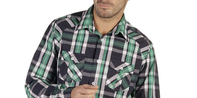 Pánská kostkovaná košile se zelenými proužky New Caro