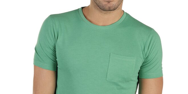 Pánské zelené tričko s náprsní kapsou New Caro