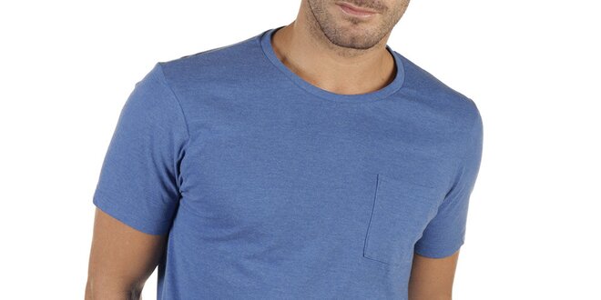 Pánské modré tričko s kapsičkou New Caro