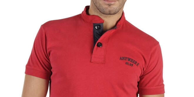 Pánské červené tričko s knoflíčky New Caro