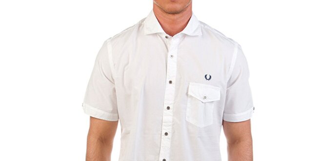 Pánská bílá košile s krátkým rukávem a kapsičkou Fred Perry