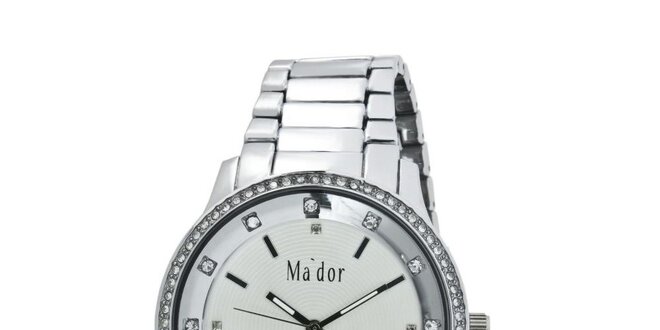 Dámské kulaté elegantní hodinky s bílým ciferníkem Ma´dor