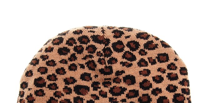 Oboustranná dámská pletená čepice Pussy Deluxe s leopardím vzorem