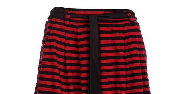 Dámská červeno-černá proužkovaná sukně Pussy Deluxe