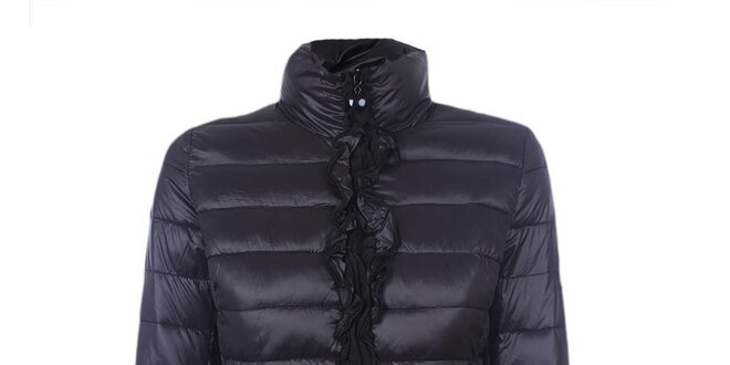 Dámská černá prošívaná bunda se stojáčkem a volánky Minority