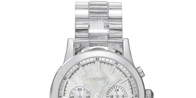 Dámské stříbrné hodinky DKNY s perleťovým ciferníkem