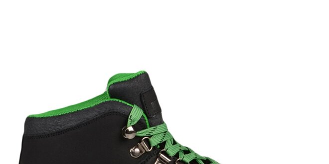 Černé kotníkové boty se zelenými prvky Bustagrip