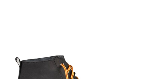 Kožené černé boty s barevnými tkaničkami Bustagrip