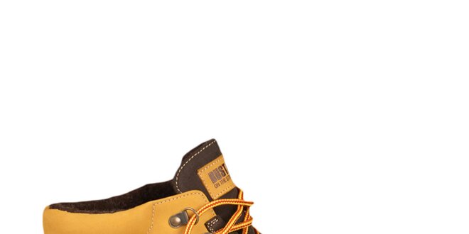 Kožené žluté boty s hnědými prvky Bustagrip