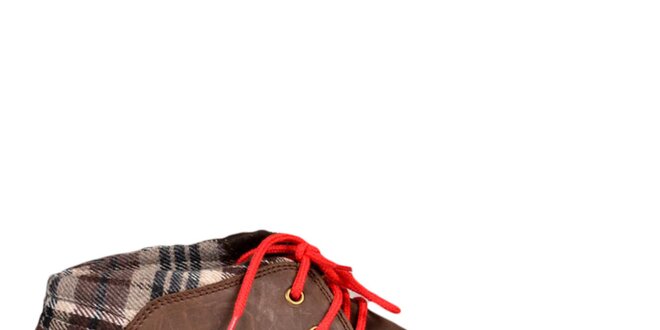 Hnědé boty s červenými tkaničkami Bustagrip