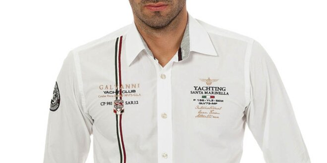 Pánská bílá košile s italským proužkem Galvanni