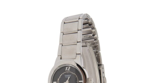 Dámské ocelové hodinky Casio s černým ciferníkem