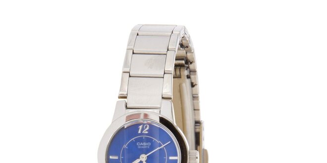 Dámské ocelové hodinky Casio s modrým ciferníkem