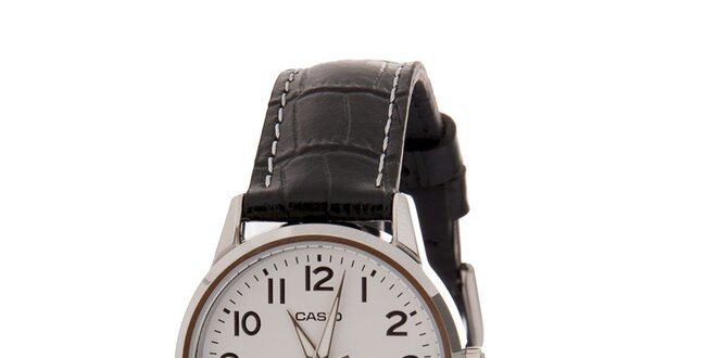 Dámské náramkové hodinky Casio s černým koženým řemínkem